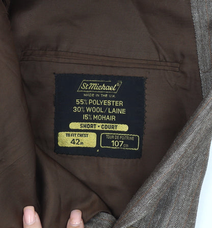 Mens UK Size 42 St Michael Regular Brown Suit Jacket