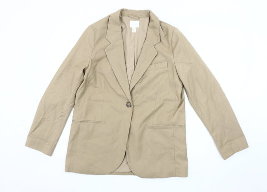 H&M Women's Beige Blazer, S, Single-Breasted, Lined