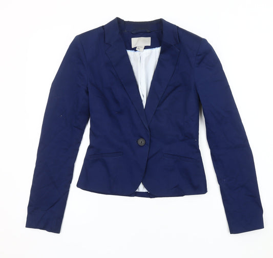 H&M Women's Blue Blazer, Size 6, Single-Breasted