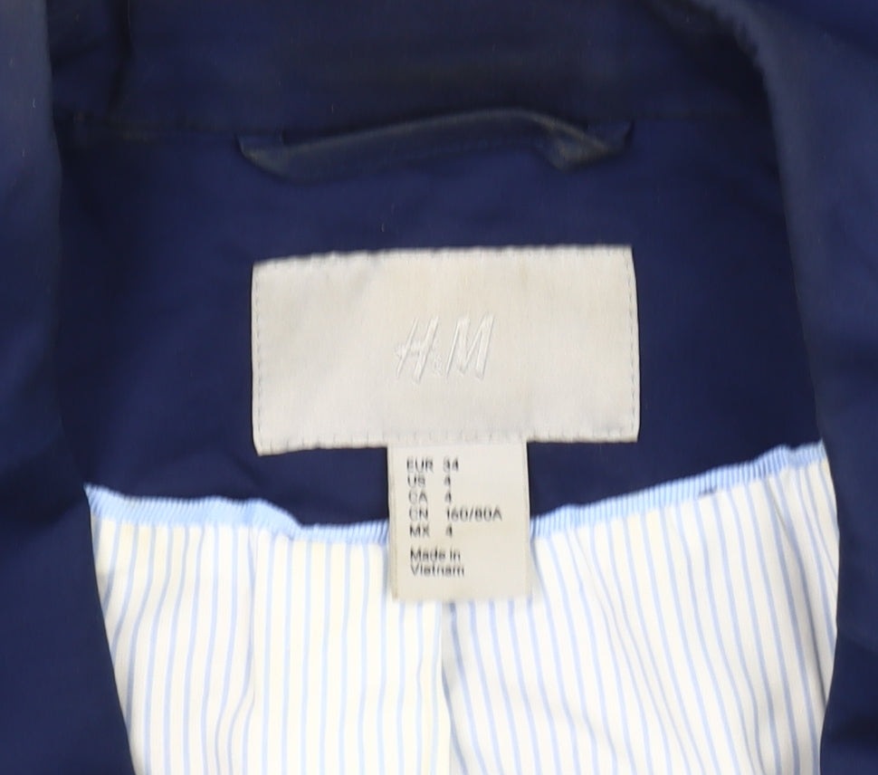 H&M Women's Blue Blazer, Size 6, Single-Breasted