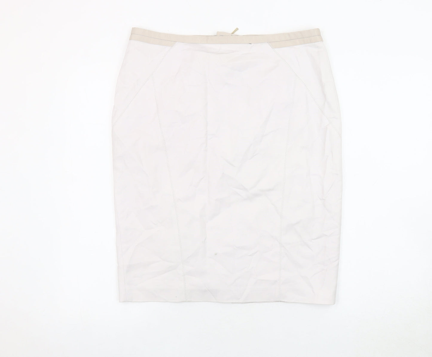 Autograph Women's Ivory Pencil Skirt, Size 14, Zip Accent