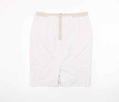 Autograph Women's Ivory Pencil Skirt, Size 14, Zip Accent