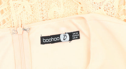 Boohoo Women's Beige Sleeveless V-Neck Dress