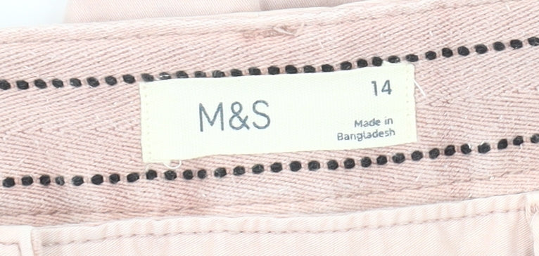 Womens UK Size 14 Marks and Spencer Regular Fit Casual Pink Trousers