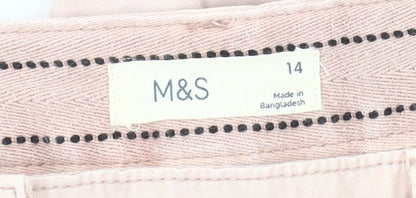 Womens UK Size 14 Marks and Spencer Regular Fit Casual Pink Trousers