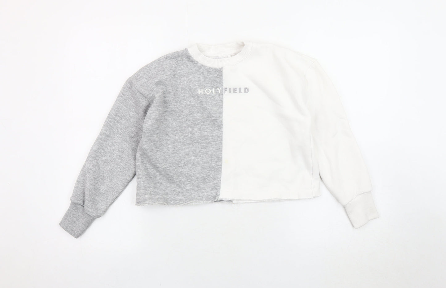 Holyfield Girls Colourblock Pullover Sweatshirt XS Grey White