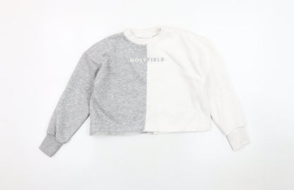 Holyfield Girls Colourblock Pullover Sweatshirt XS Grey White