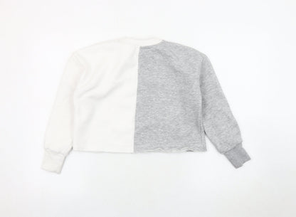 Holyfield Girls Colourblock Pullover Sweatshirt XS Grey White