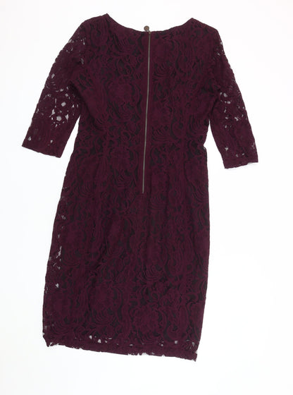Elegant Women's Purple Sheath Dress, Size 12, Party Ready