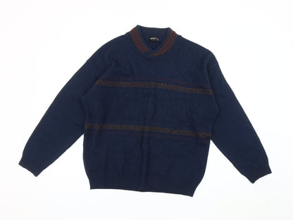 St Michael Men's Blue Wool Blend Pullover Jumper M
