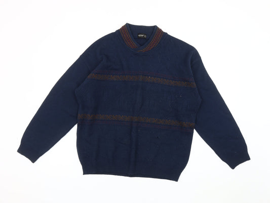 St Michael Men's Blue Wool Blend Pullover Jumper M