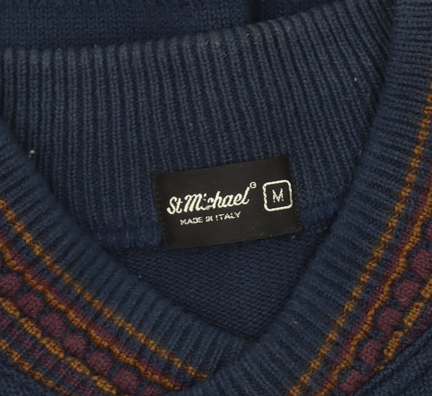 St Michael Men's Blue Wool Blend Pullover Jumper M