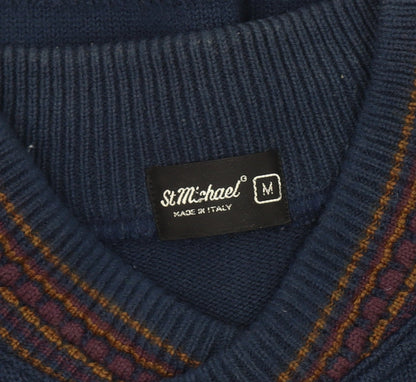 St Michael Men's Blue Wool Blend Pullover Jumper M