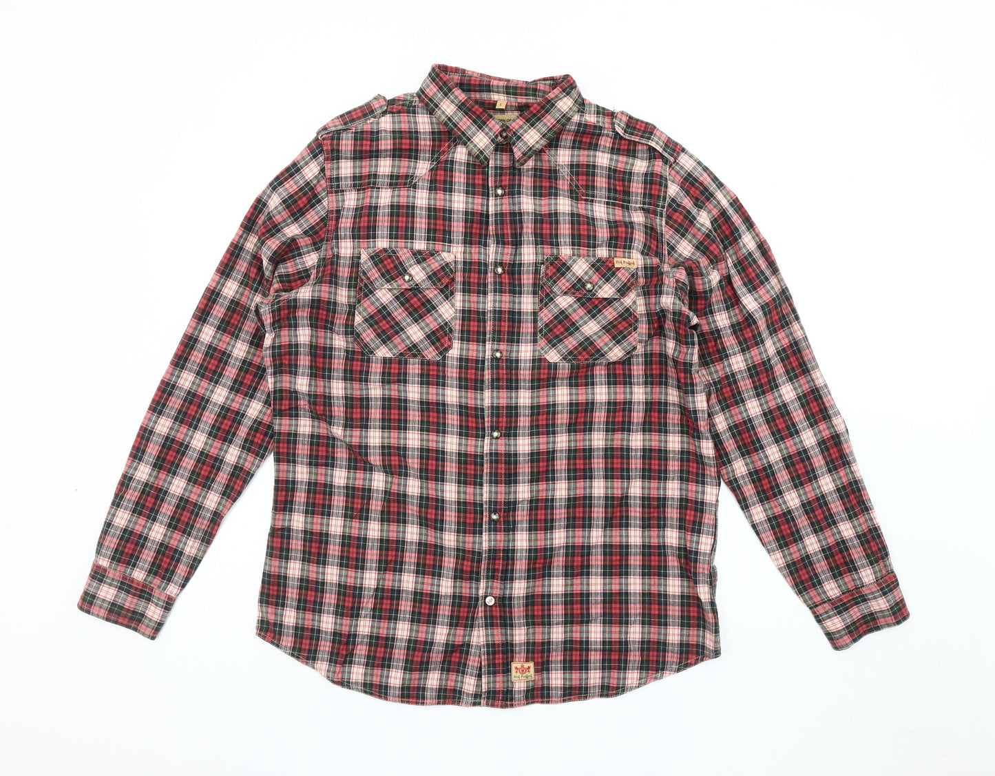 Hoi Polloi Men's Red Plaid Button-Up Shirt L