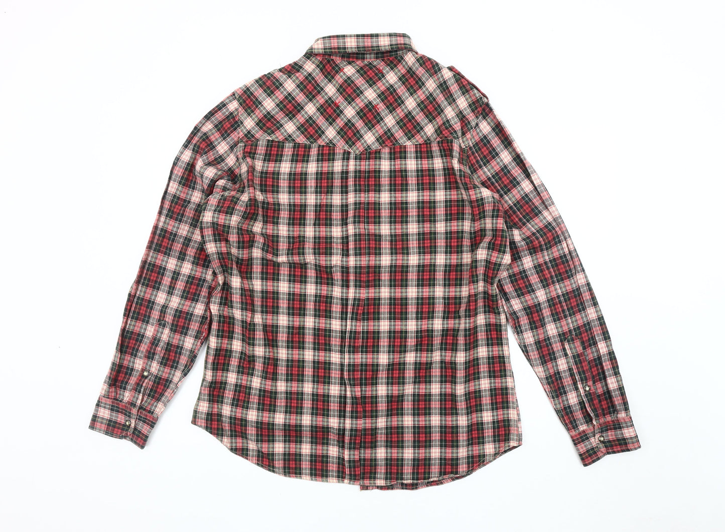 Hoi Polloi Men's Red Plaid Button-Up Shirt L