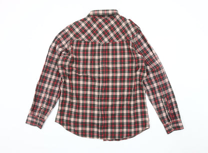 Hoi Polloi Men's Red Plaid Button-Up Shirt L