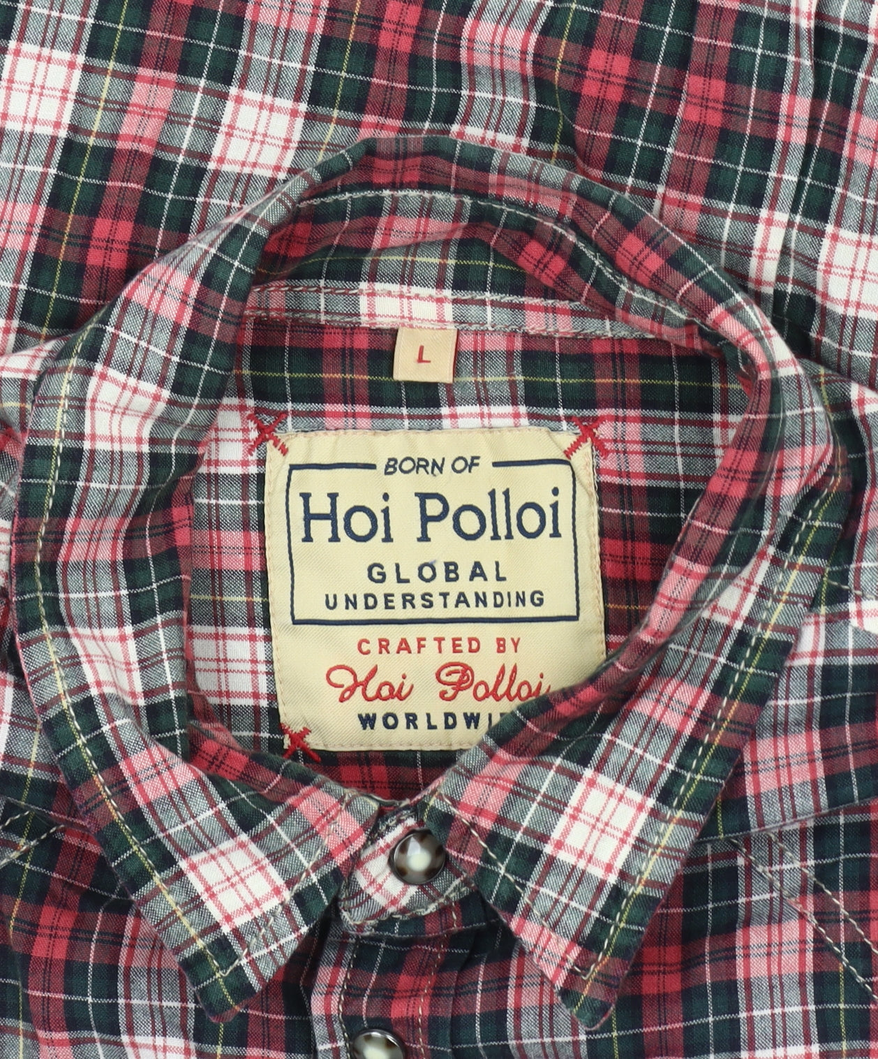 Hoi Polloi Men's Red Plaid Button-Up Shirt L