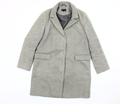 Topshop Women's Grey Wool Overcoat, Size 8, Lined