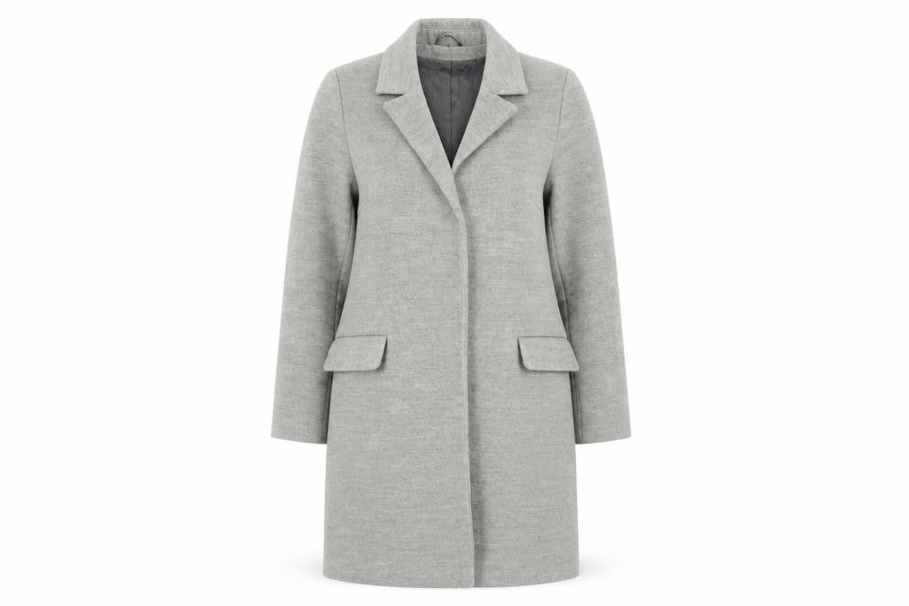 Topshop Women's Grey Wool Overcoat, Size 8, Lined
