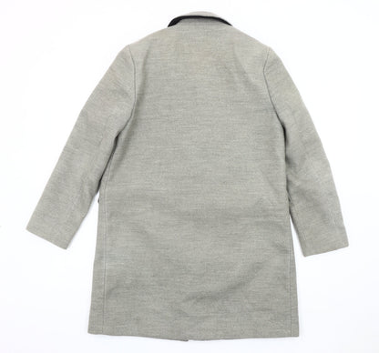 Topshop Women's Grey Wool Overcoat, Size 8, Lined
