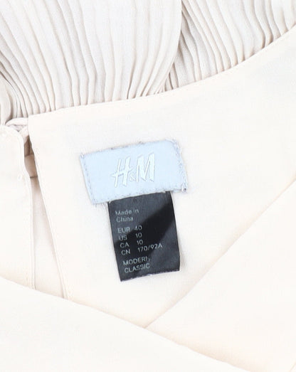 H&M Women Beige Sleeveless Cowl Neck Dress Size 12