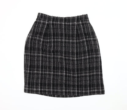 Marks and Spencer Women's Black Checked Skirt 14
