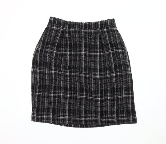 Marks and Spencer Women's Black Checked Skirt 14