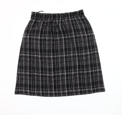 Marks and Spencer Women's Black Checked Skirt 14