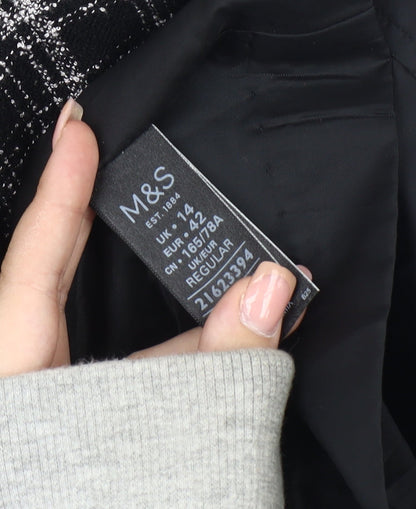 Marks and Spencer Women's Black Checked Skirt 14