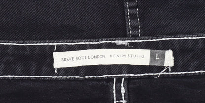Brave Soul London Women's Black Mini Denim Skirt L
