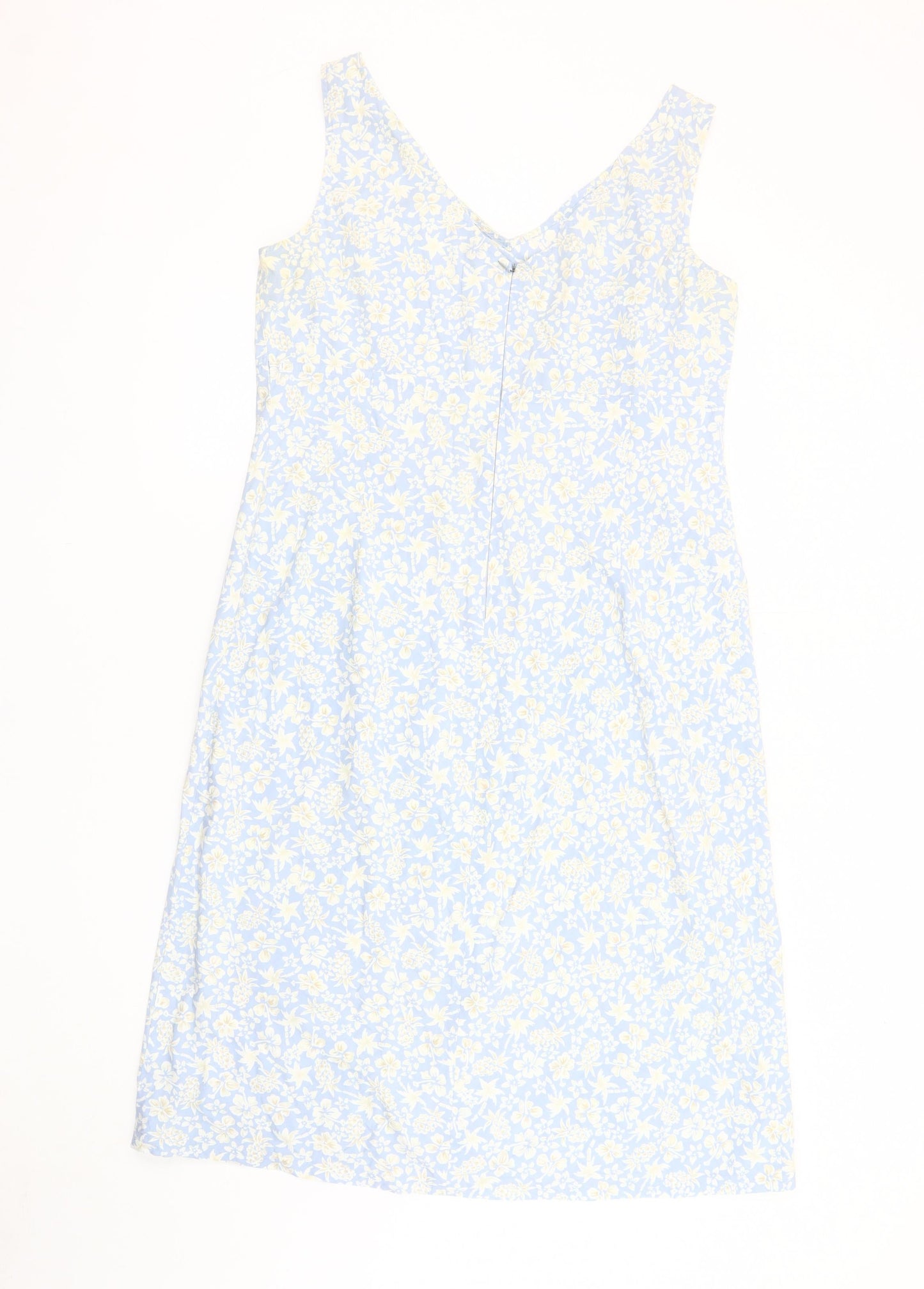 BHS Women's Blue Floral Chambray Dress Size 16