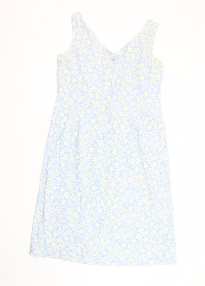 BHS Women's Blue Floral Chambray Dress Size 16