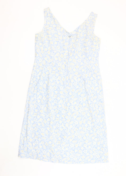 BHS Women's Blue Floral Chambray Dress Size 16