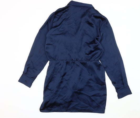 Zara Women's Blue Satin Wrap Dress XL Formal Wear