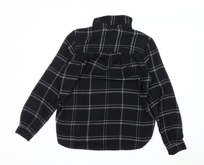 Womens UK Size 10 H&M Black Basic Button-Up