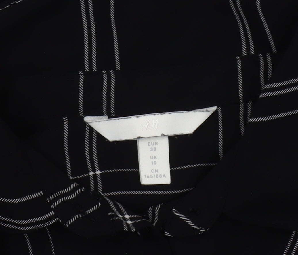 Womens UK Size 10 H&M Black Basic Button-Up
