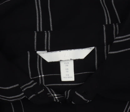 Womens UK Size 10 H&M Black Basic Button-Up