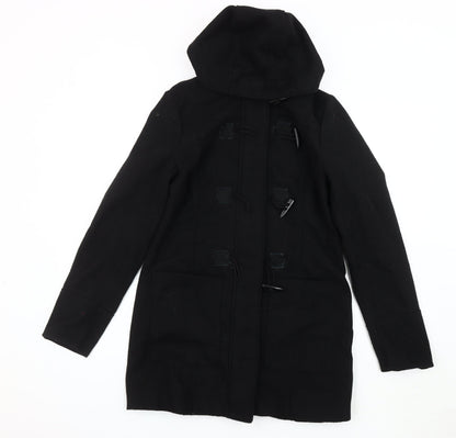 SWS Women's Black Duffle Coat with Hood, Size S