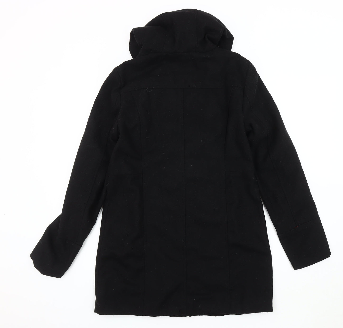 SWS Women's Black Duffle Coat with Hood, Size S