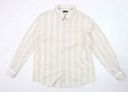 Lakeland Men's Beige XL Long Sleeve Striped Shirt