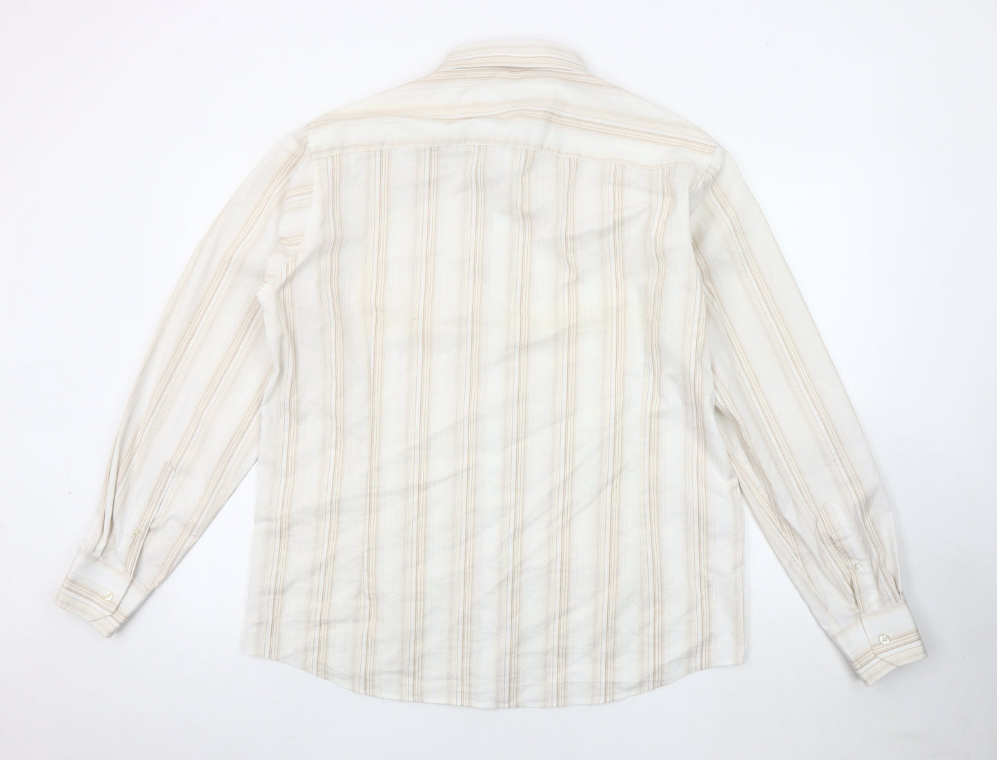 Lakeland Men's Beige XL Long Sleeve Striped Shirt