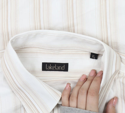 Lakeland Men's Beige XL Long Sleeve Striped Shirt