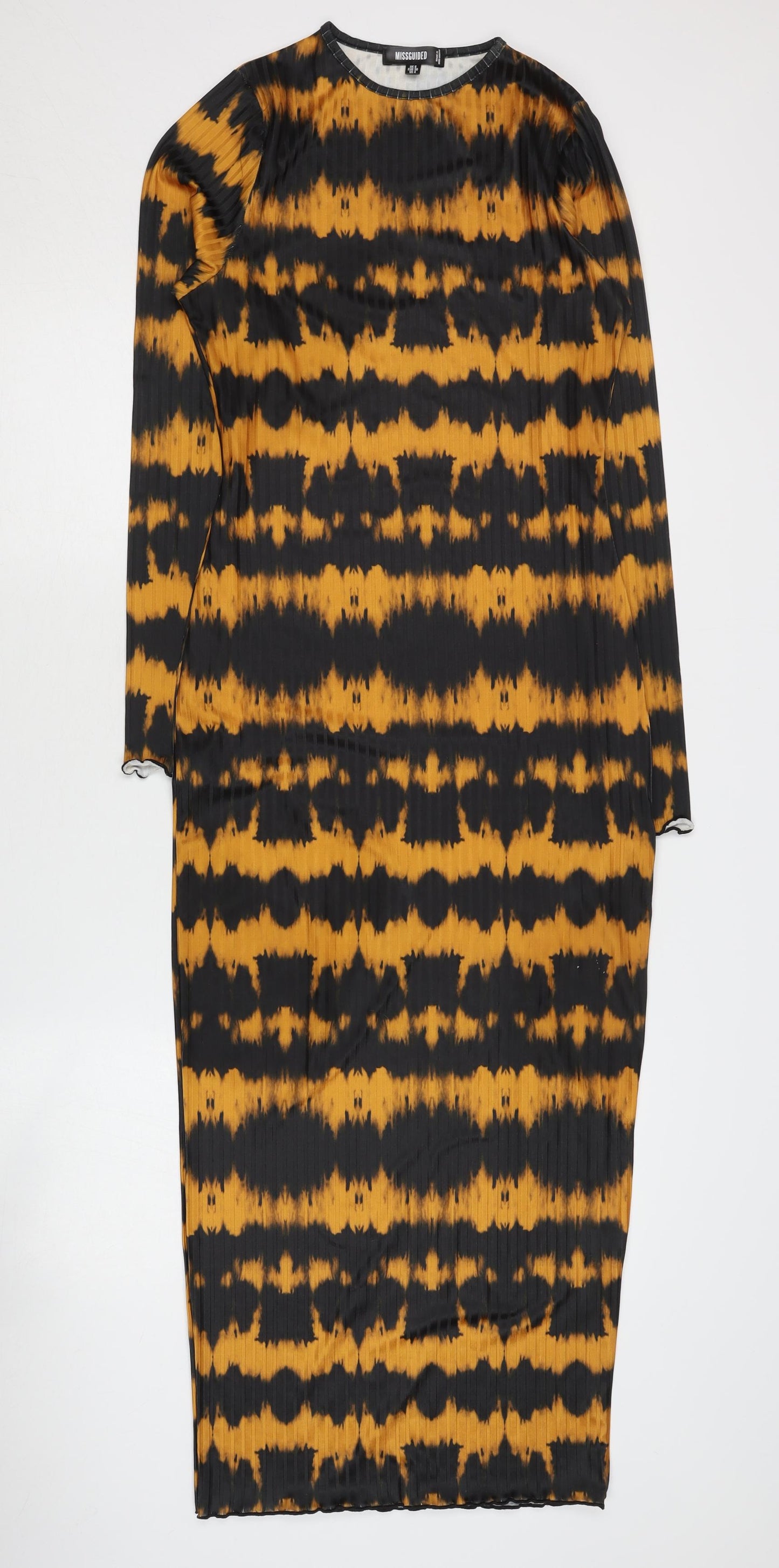 Missguided Women's Black Orange Tie Dye Midi Dress Size 8