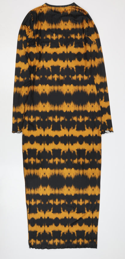 Missguided Women's Black Orange Tie Dye Midi Dress Size 8