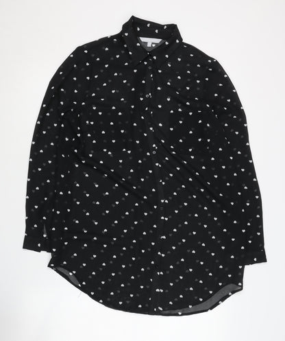 Womens UK Size 12 Red Herring Black Basic Button-Up