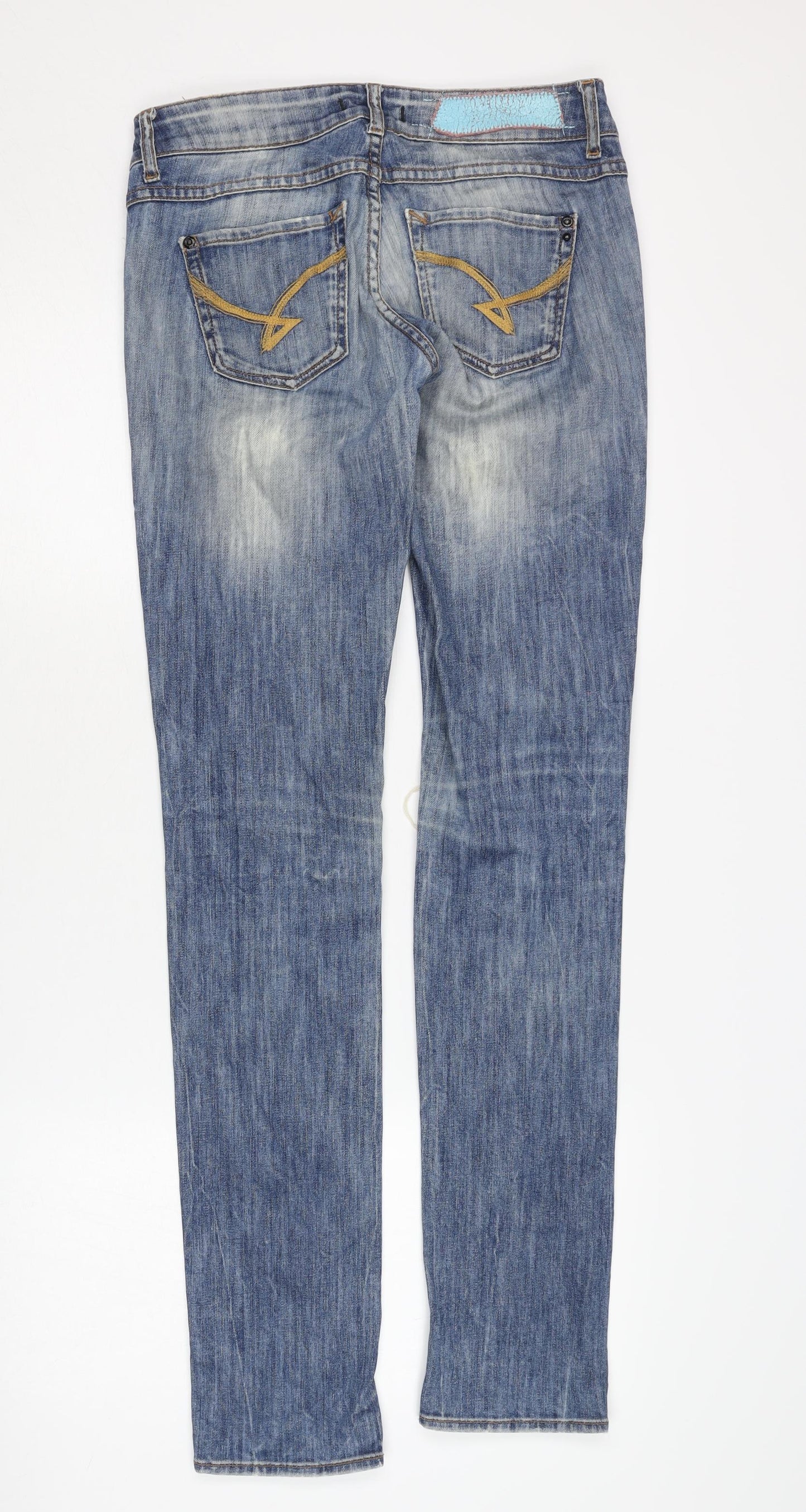 Firetrap Men's Blue Slim Tapered Jeans, 28 Waist, Distressed