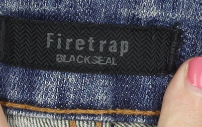 Firetrap Men's Blue Slim Tapered Jeans, 28 Waist, Distressed