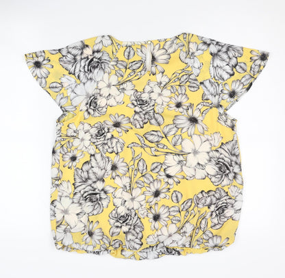 Liz Claiborne Women's Yellow Floral Blouse Petite