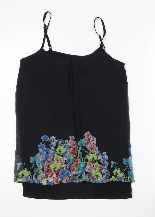 Coast Women's Black Floral Camisole Tank Top Size 6