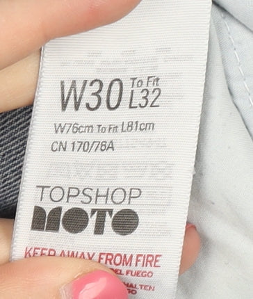 Topshop Women’s Blue Mom Jeans with Distressed Details